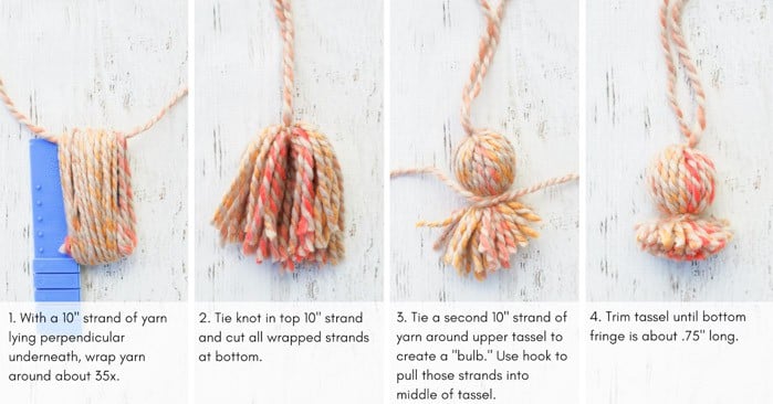 How to make a yarn tassel / pom pom using Lion Brand Wool-Ease Thick & Quick in the color "Spice Market."