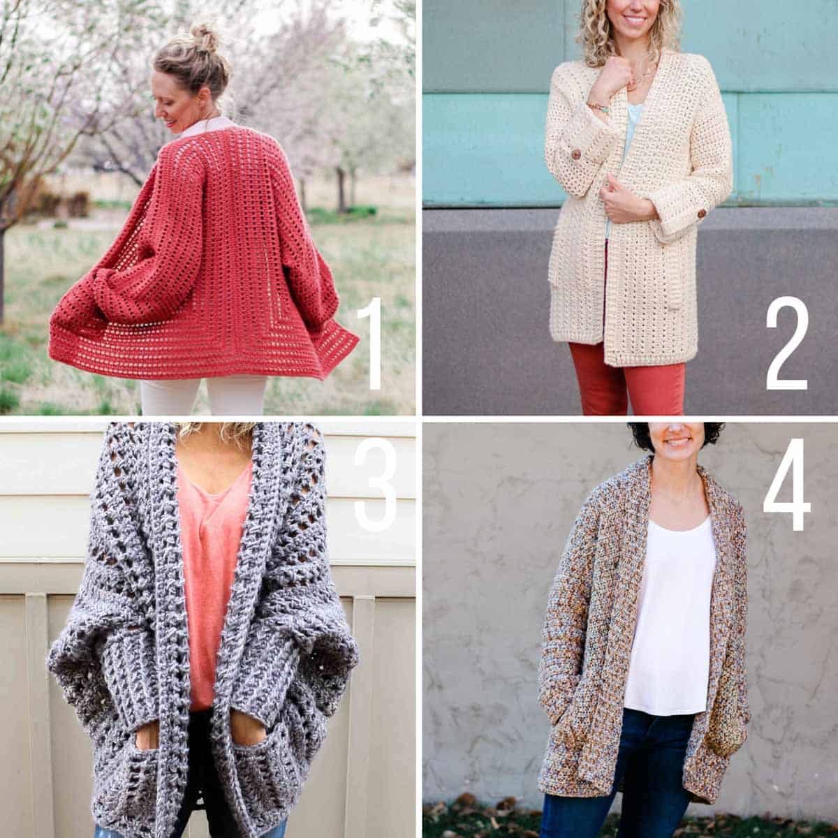 Free crochet cardigan patterns with video tutorials included. 