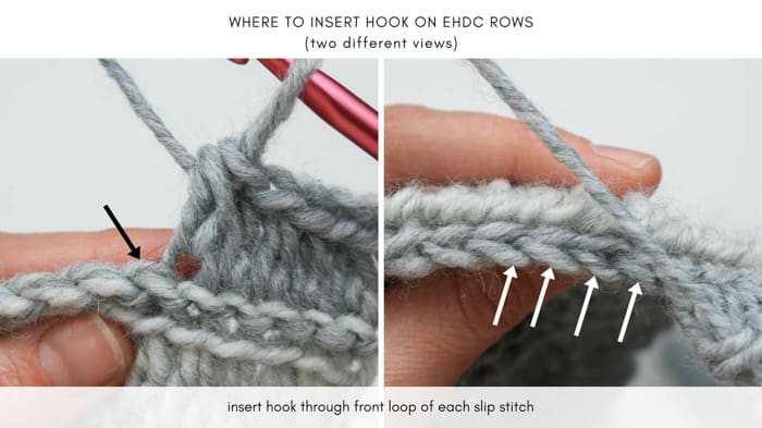 tutorial - crochet a braid in your knitting - La Visch Designs