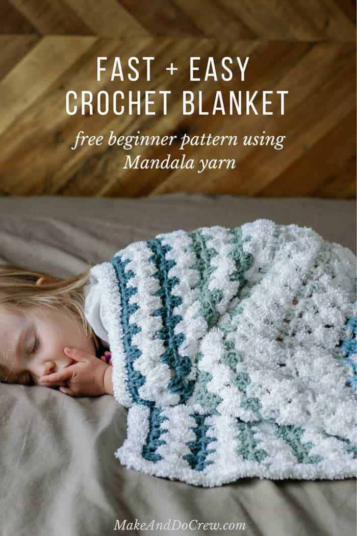 Learn how to make a beginner crochet baby blanket with this easy free pattern and tutorial. You'll be left with very few ends to weave in and a blanket that's as soft as a baby's...well, you know. Get the free pattern featuring Lion Brand Mandala Yarn and Baby Soft Boucle.