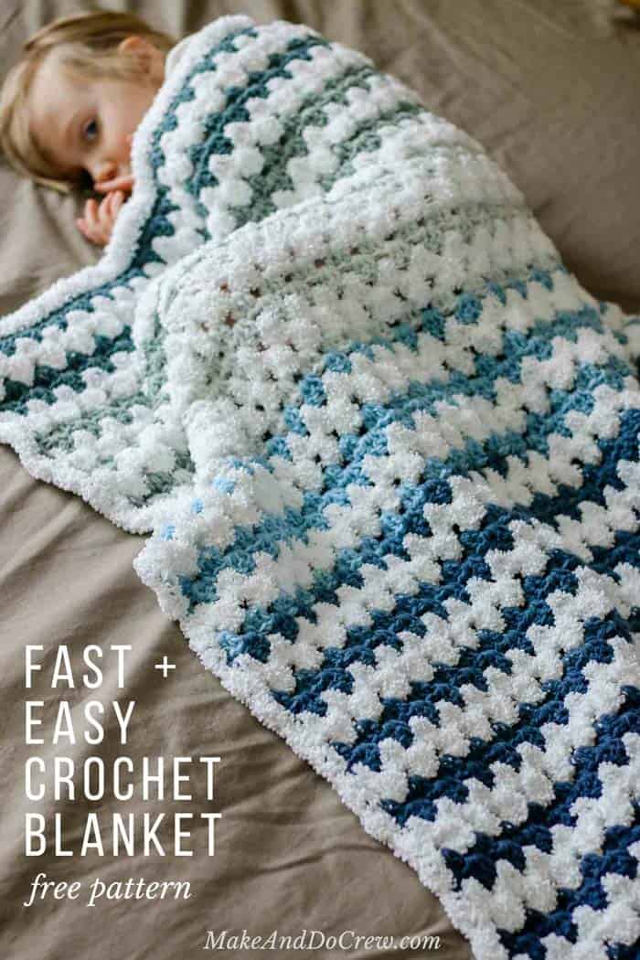 Learn how to many beginner crochet granny stitch baby blanket with this easy free pattern and tutorial. This easy and fast pattern uses Lion Brand Mandala cake yarn, so there are very few ends to weave in. Customize the colors for a boy, girl or make a gender neutral baby blanket.