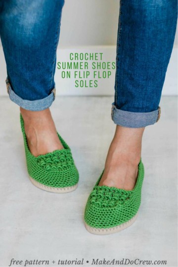 How to Crochet Shoes - Free Slip-Ons Pattern + Tutorial Using Flip Flop ...