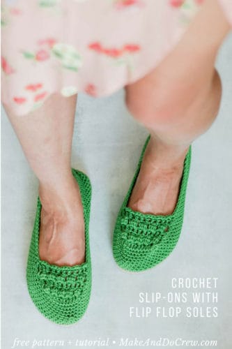 How to Crochet Shoes - Free Slip-Ons Pattern + Tutorial Using Flip Flop ...