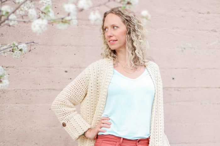 Learn how to crochet a simple cardigan with this video tutorial and free pattern featuring Lion Brand Vanna's Style yarn in Ecru from LoveCrochet.com.