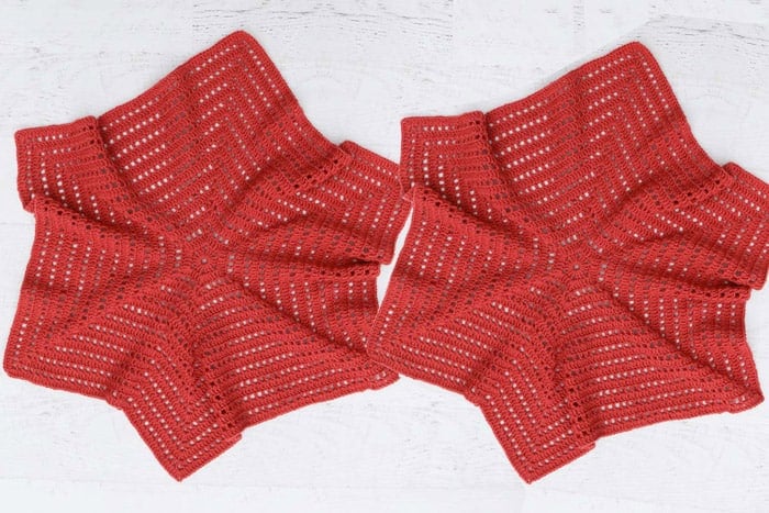 How to crochet a hexagon cardigan out of simple shapes. Free pattern and video tutorial featuring Lion Brand Vanna's Style in "Tomato."
