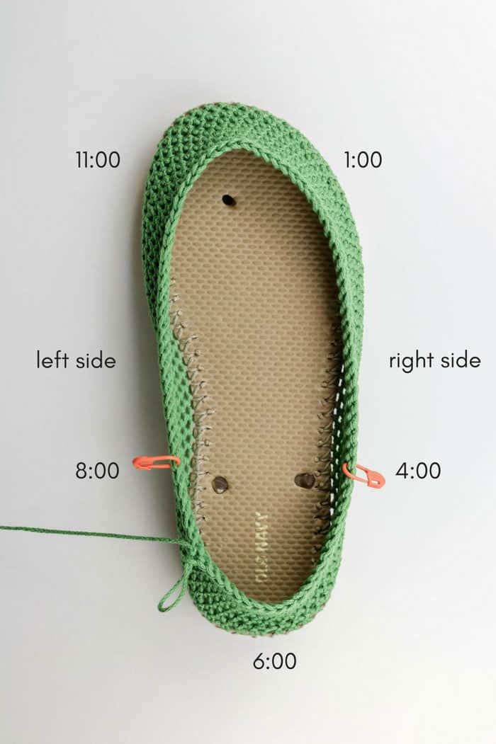 Detailed photo tutorial on how to crochet your own shoes with flip flop soles using free pattern from Make & Do Crew.