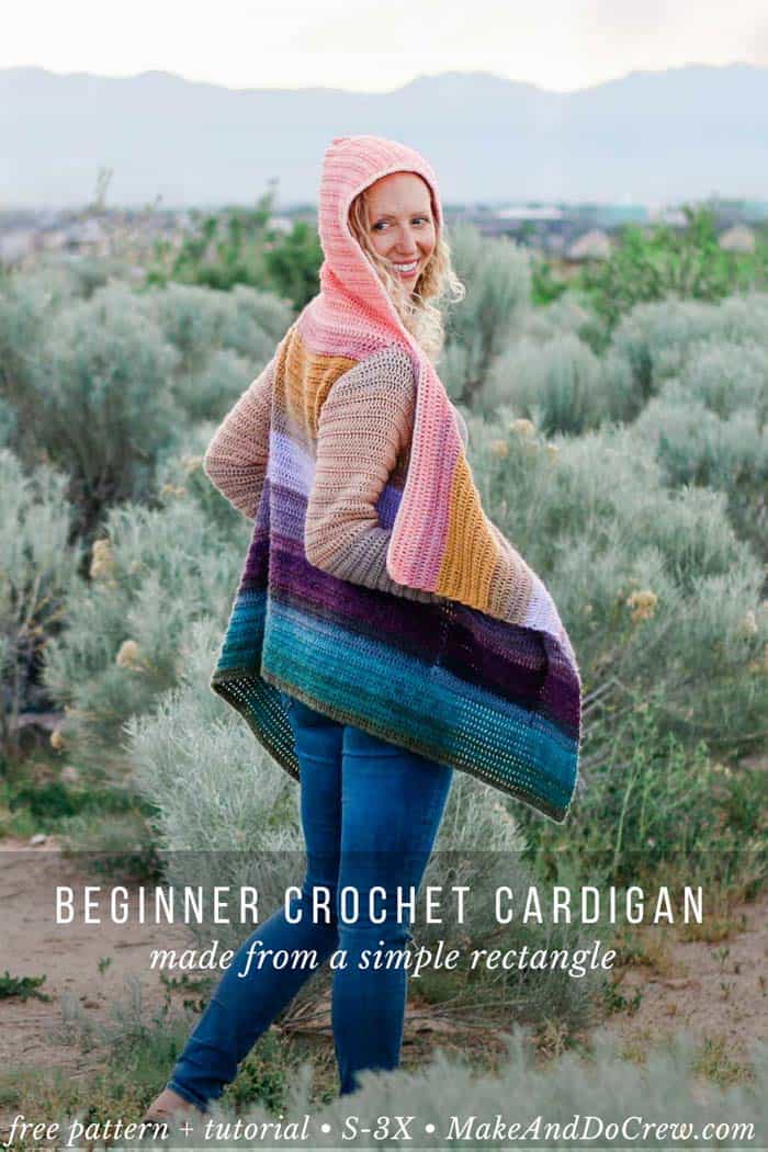This flowy, draped crochet cardigan free pattern is perfect for beginners and featured deconstructed Lion Brand Mandala yarn. 
