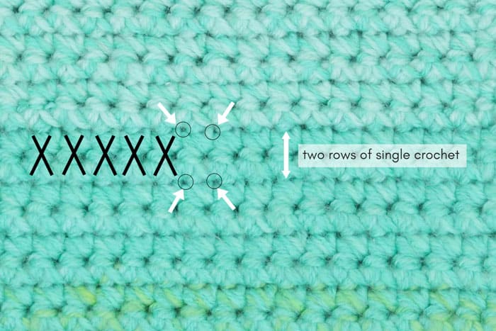 Detailed tutorial about how to cross stitch on crochet fabric so that you can create pictures and words.