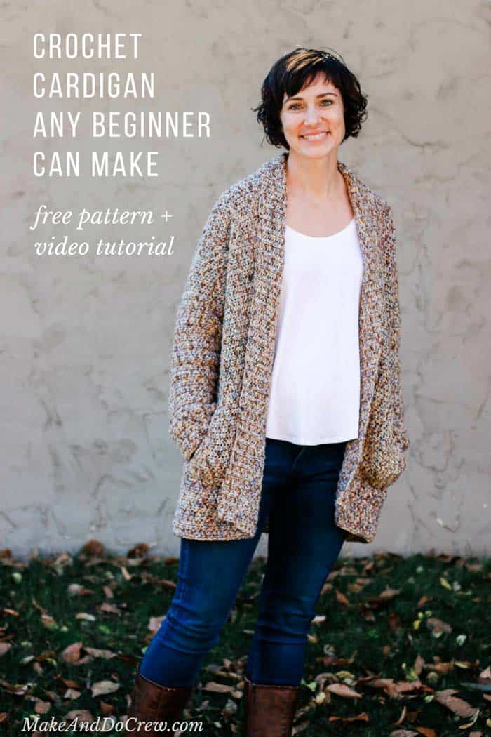 Easy Pocket Crochet Cardigan - free pattern + video tutorial - For