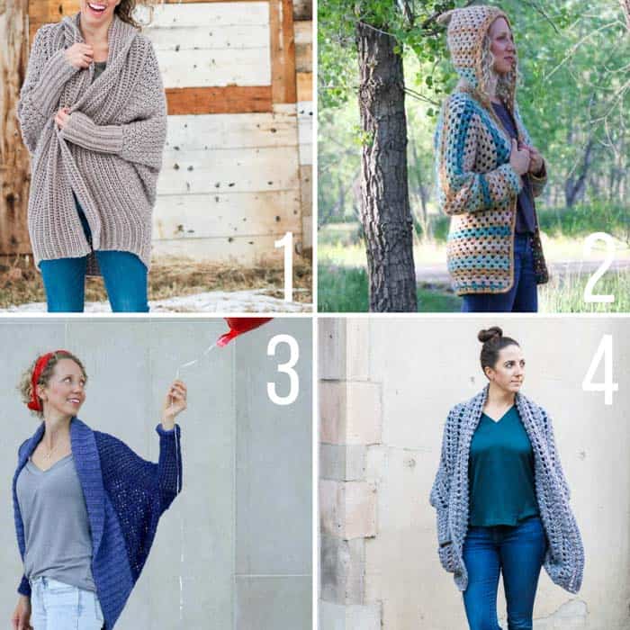 Free crochet long sleeve cardigan patterns using Lion Brand Yarn. Many of these are made from simple shapes like rectangles and hexagons and include video tutorials.
