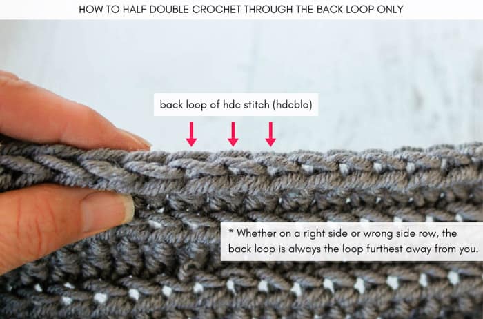 Tutorial: How to make crocheting look like knitting by using half double crochet stitches through the back loop. (hdcblo)