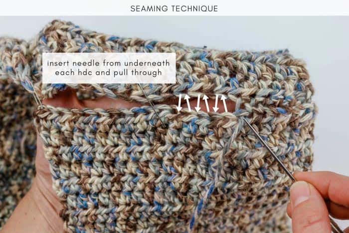 Photo and video tutorial on how to seam crocheting so there's an invisible join.