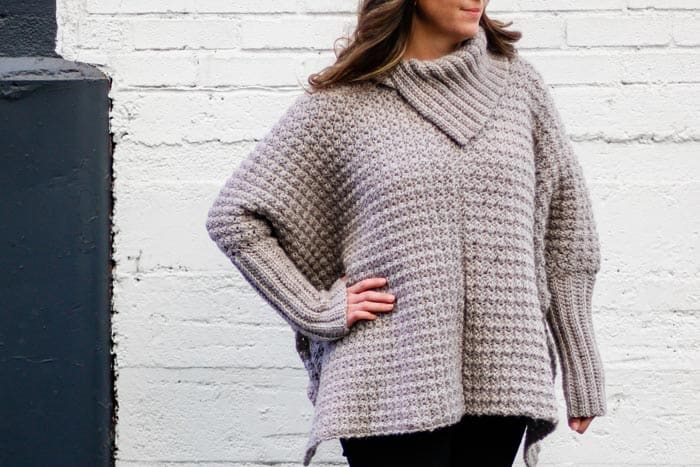 Crochet Sweater Poncho With Sleeves