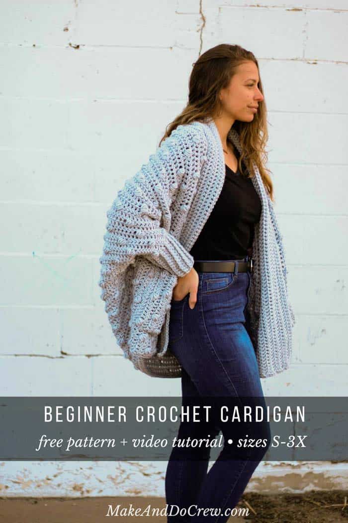 Follow this step by step how to crochet a cardigan video tutorial to make your own beginner sweater from a simple rectangle. 