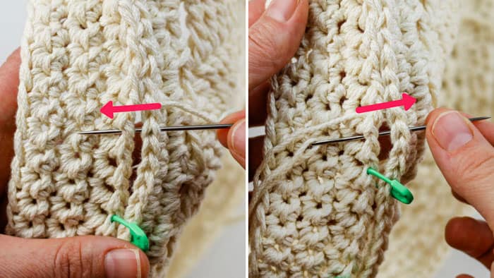 Crochet boho bag tutorial: seaming circles together