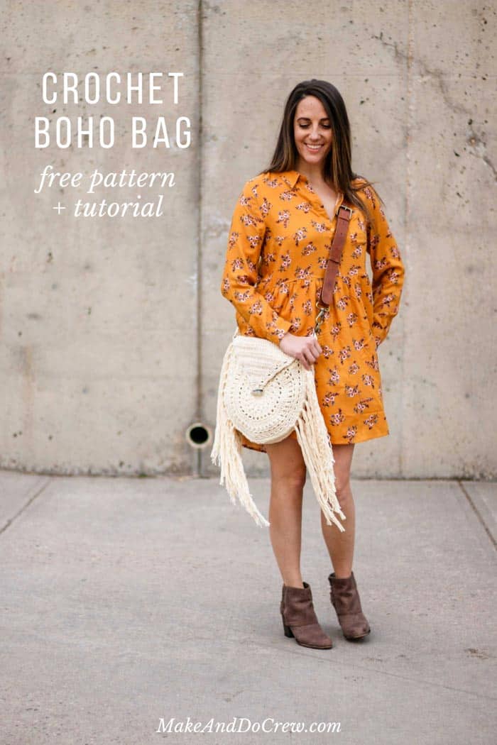 Fun festival hippie bag! This crochet boho bag with fringe is perfect for summer adventures. Free pattern + tutorial!