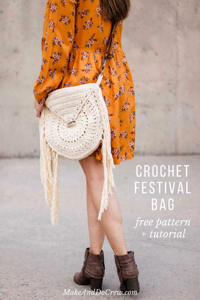 This crochet boho bag with fringe makes the perfect purse to pair with boots and a sundress. Add a leather strap for extra style. Free pattern and tutorial!