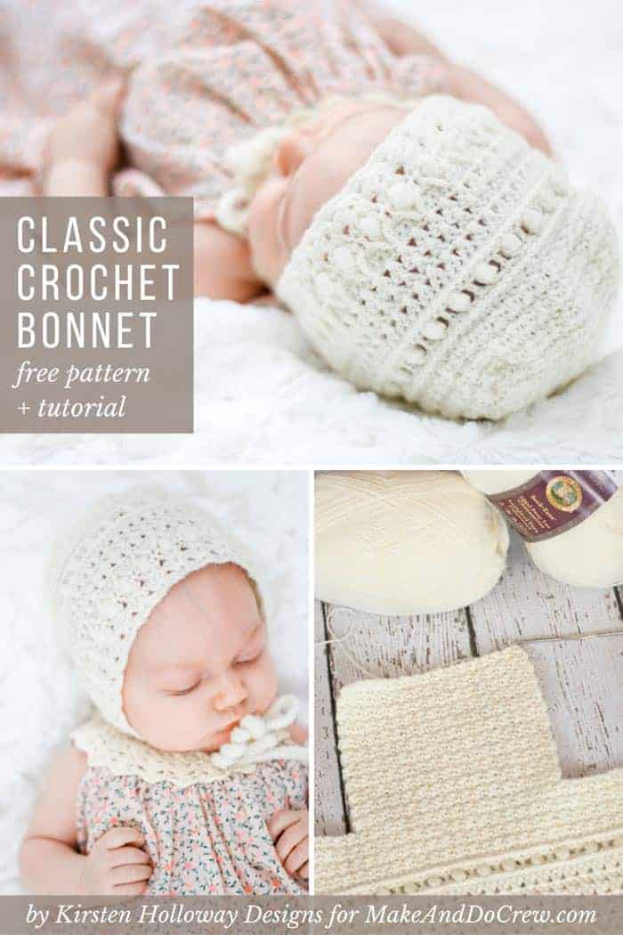 Collection of classic crochet baby bonnet patterns.