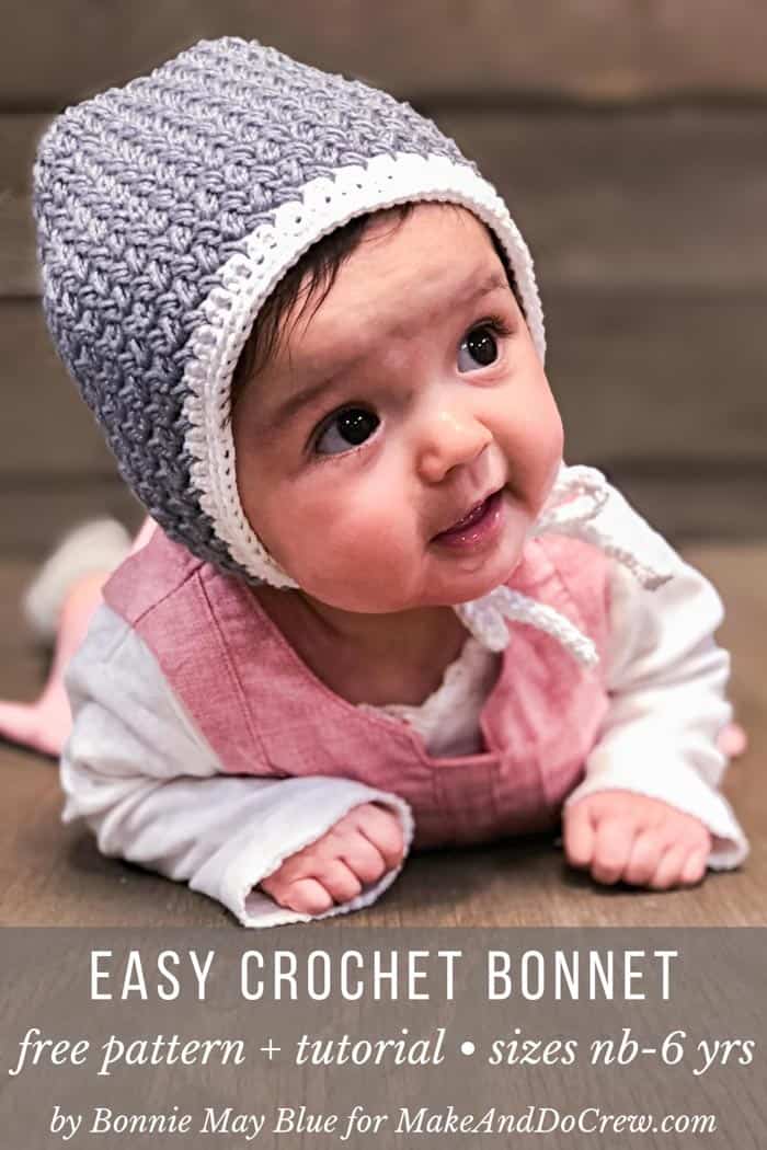 crochet baby bonnet newborn 0-3 month pink crochet bonnet