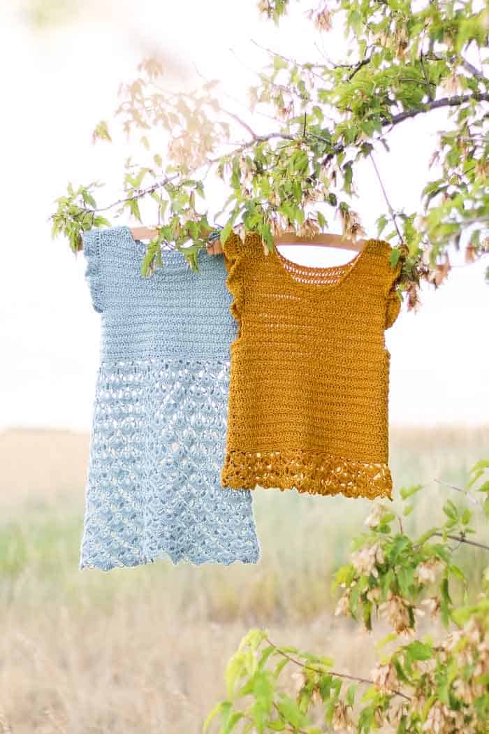 Free crochet dress and top pattern for girls. (Sizes toddler through teen.) Video tutorials!