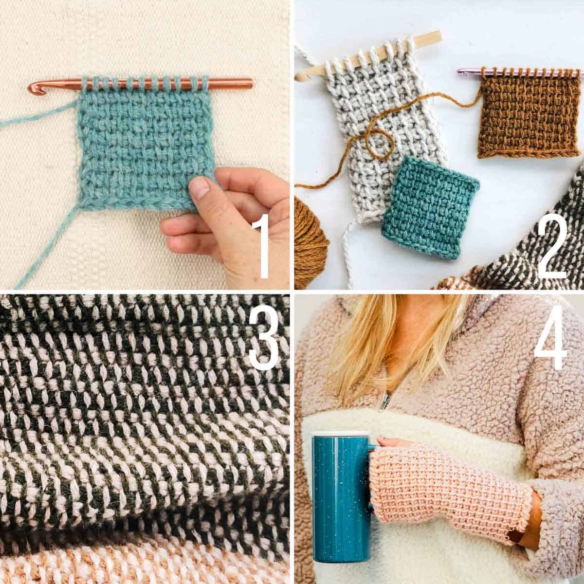 Four free Tunisian crochet patterns + video tutorials