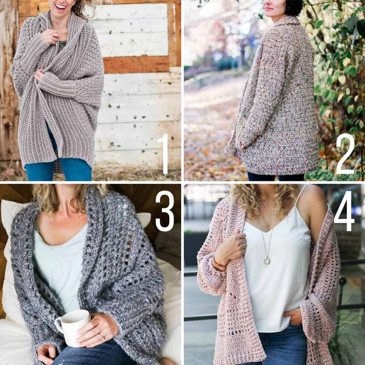 Four free crochet cardigan patterns from Make & Do Crew. All of these are free crochet patterns made with Lion Brand yarn.