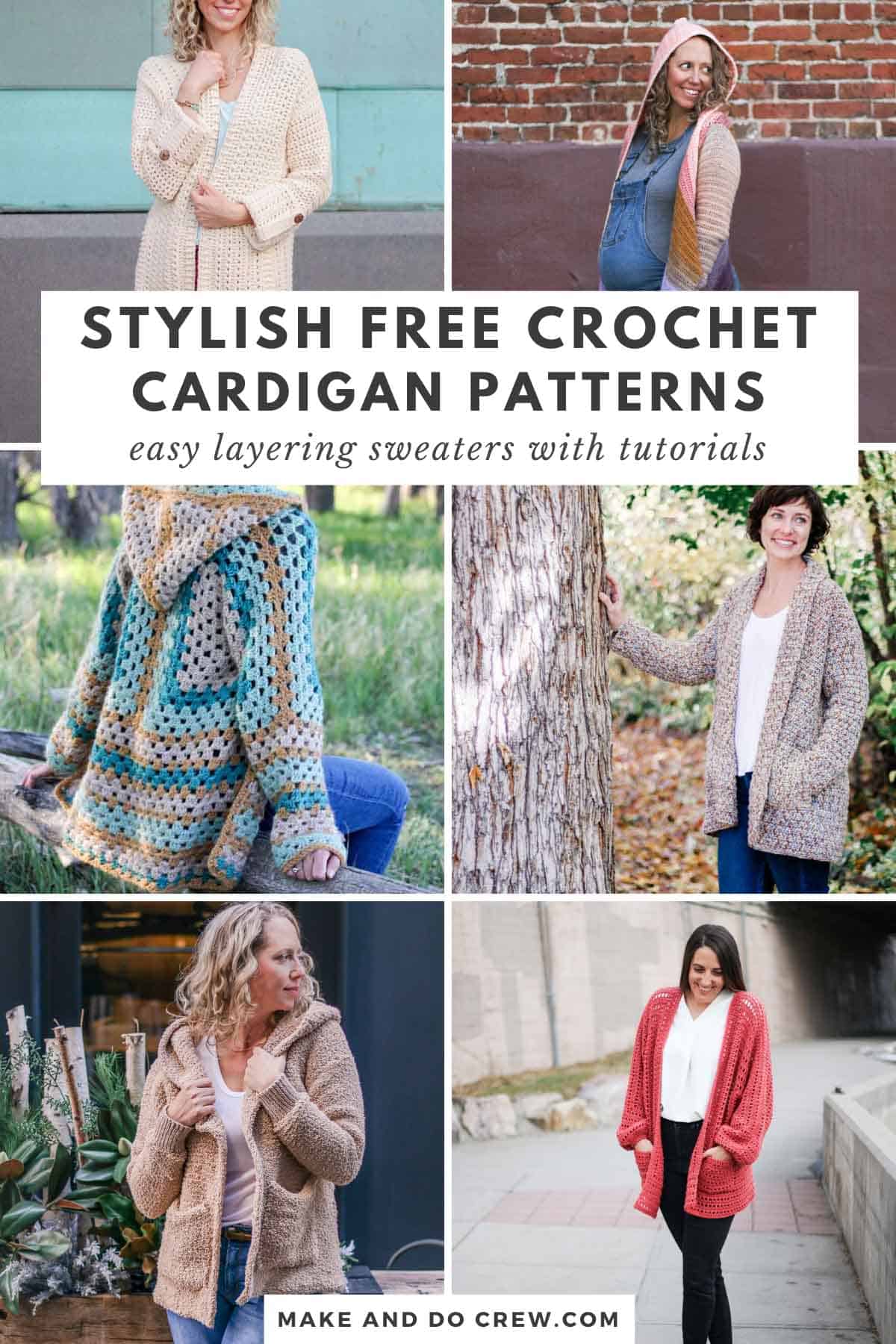 A collection of free crochet cardigan sweater patterns made with Lion Brand Yarn.