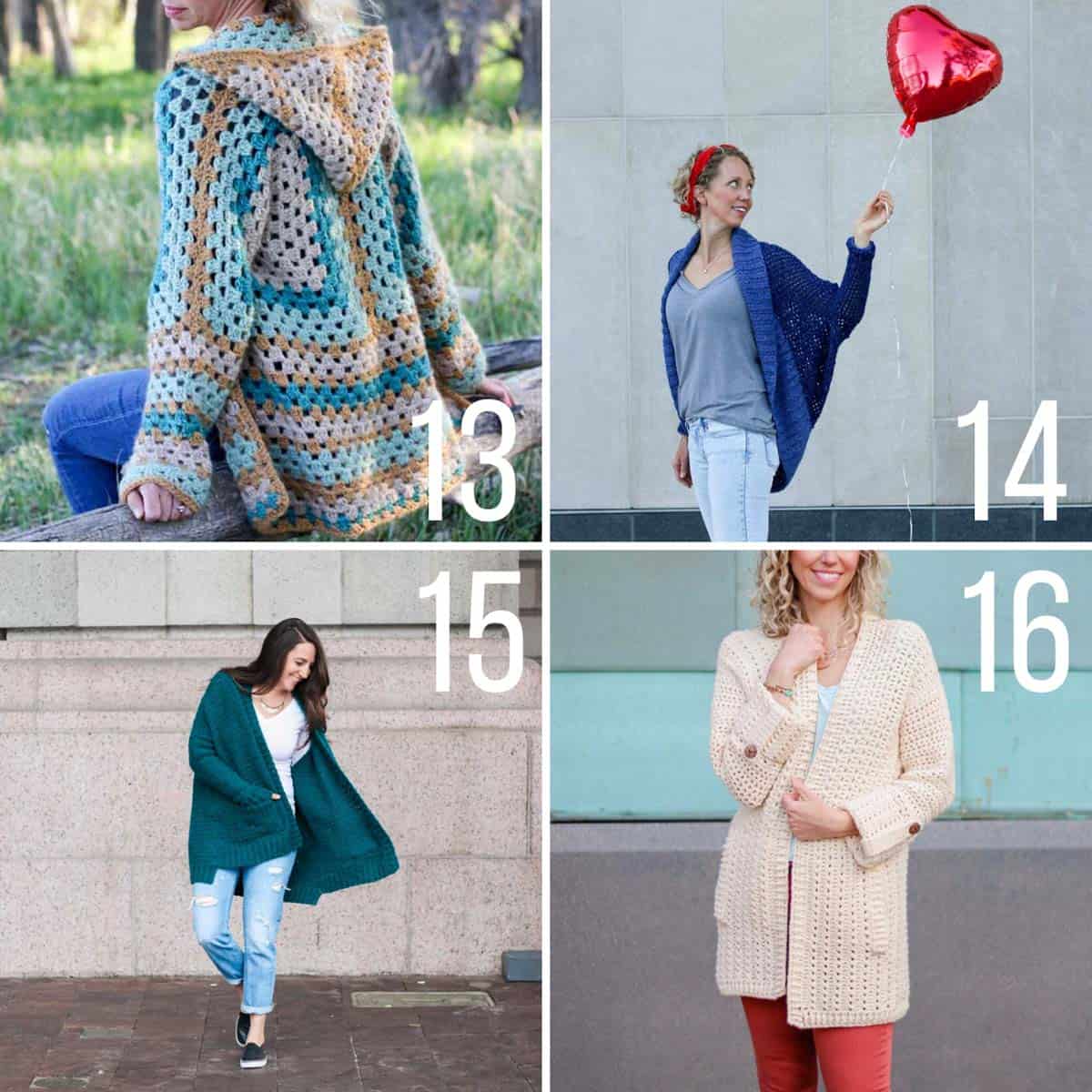 Four free crochet cardigan patterns made with Lion Brand Yarn.