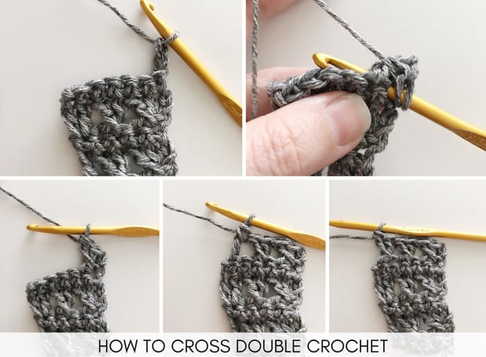 Photo tutorial on how to learn cross double crochet, used in this free crochet pattern for a lightweight crochet top.
