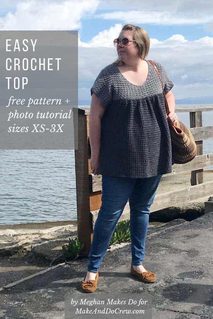 Free pattern and photo tutorial for an easy crochet top, sizes extra small-3X