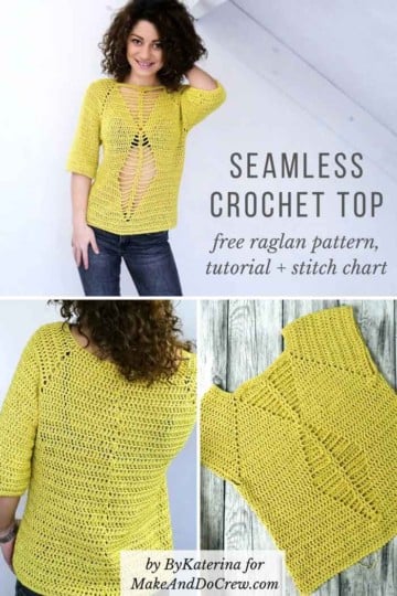 Seamless Raglan Crochet Top - Free Pattern + Tutorial from ByKaterina