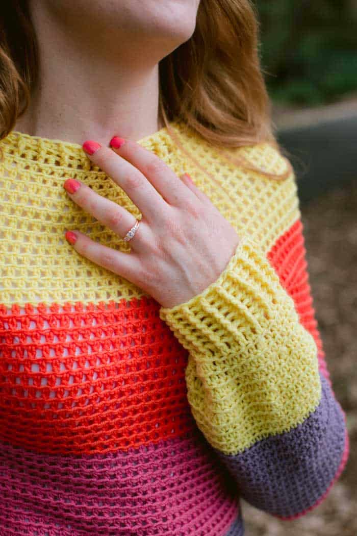 Free crochet pattern and tutorial for a top down long sleeved sweater.