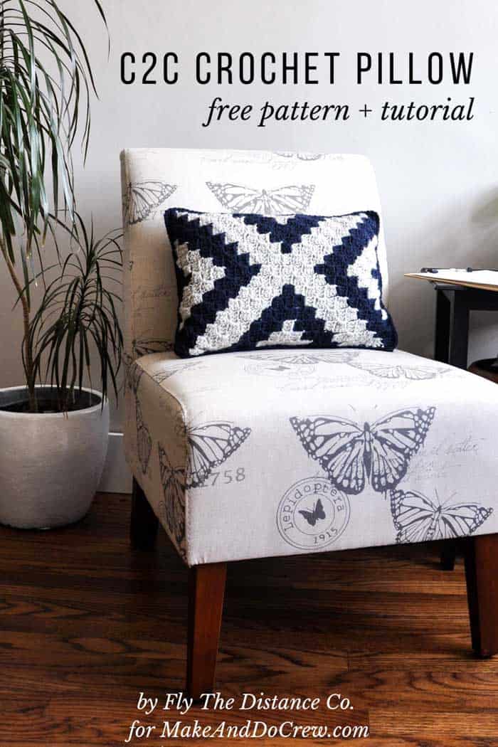 Free corner to corner crochet pillow pattern that'll add modern boho style to any room. Tutorial, c2c graph and written pattern included!