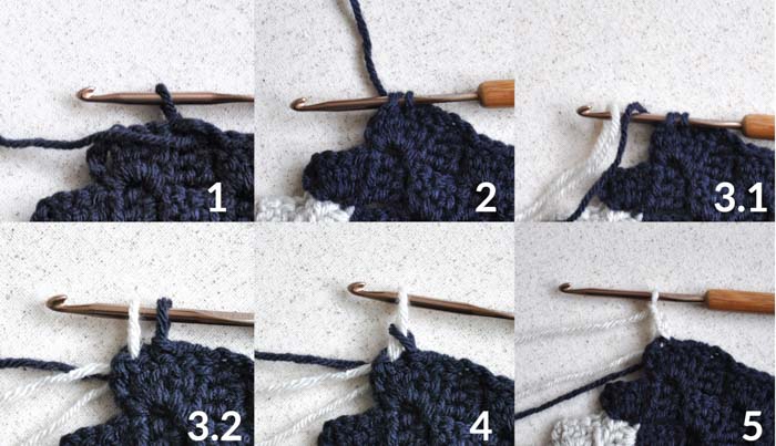 Photo tutorial for a corner to corner crochet pillow free pattern.