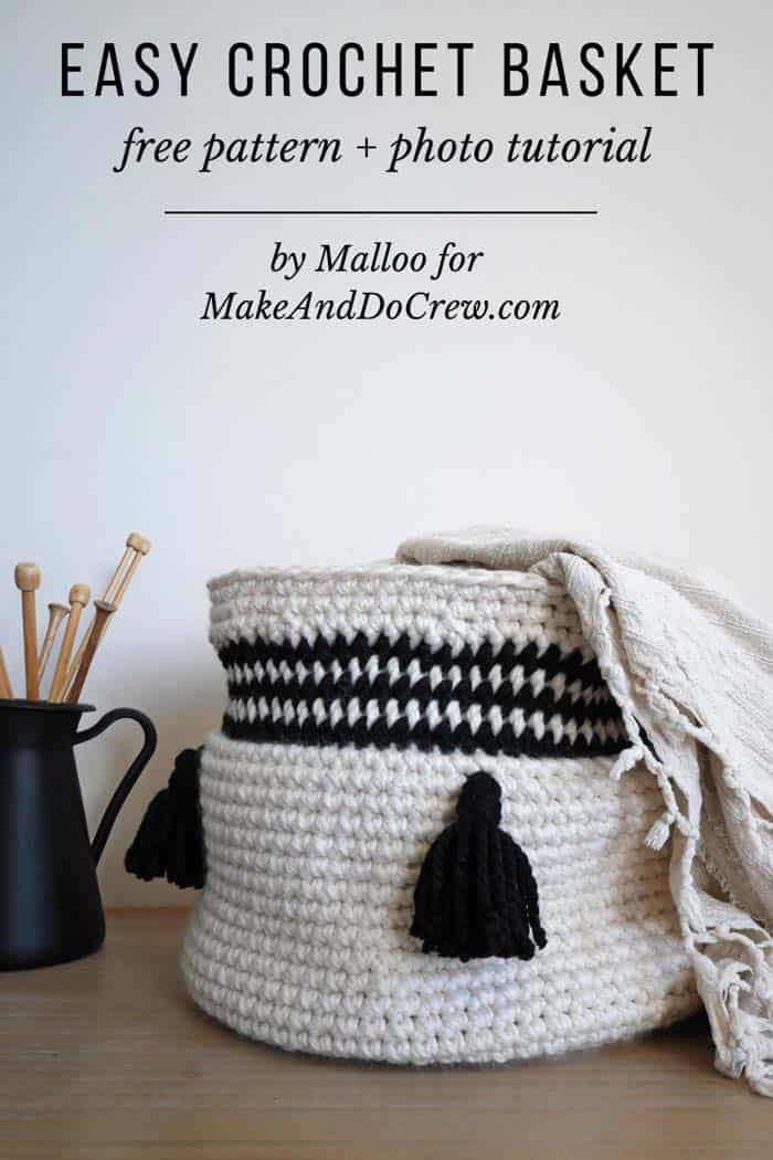 Easy crochet basket free pattern and tutorial.