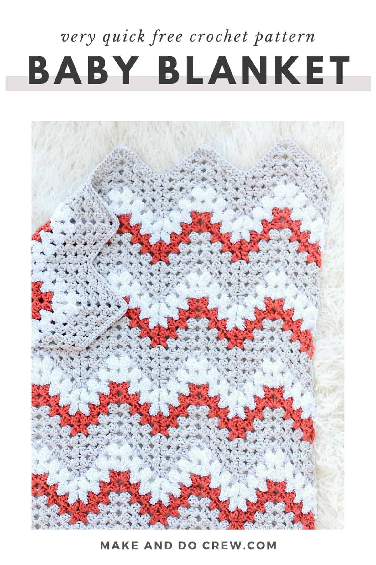 Granny ripple stitch crochet baby blanket pattern using Lion Brand Baby Soft Boucle and Feels Like Butta.