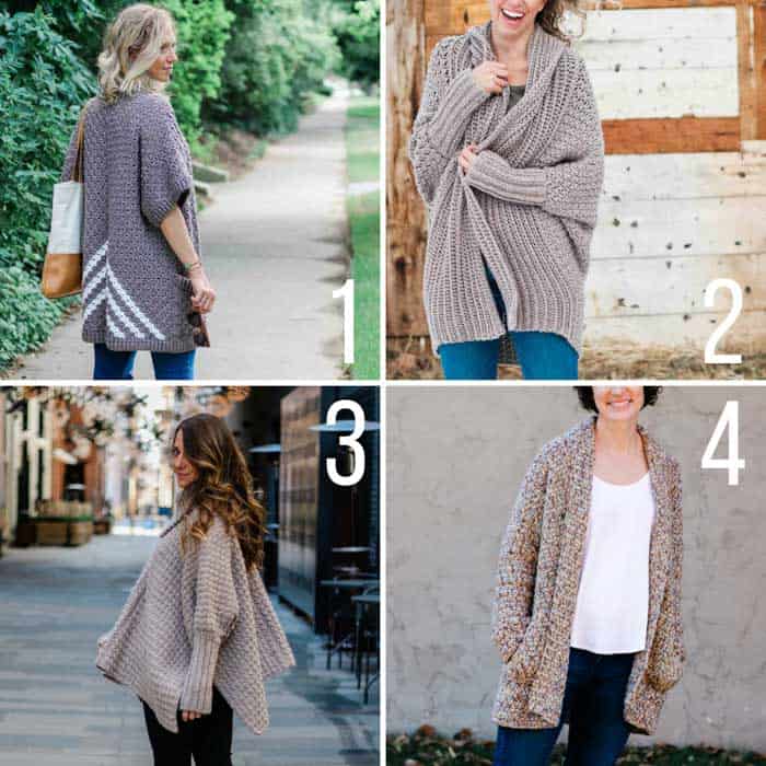 Free crochet cardigan patterns from Make & Do Crew featuring Lion Brand yarn. Many contain video tutorials. 