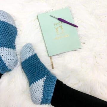 Free crochet pattern + tutorial for easy slipper socks, using Lion Brand Yarn Feels Like Butta.