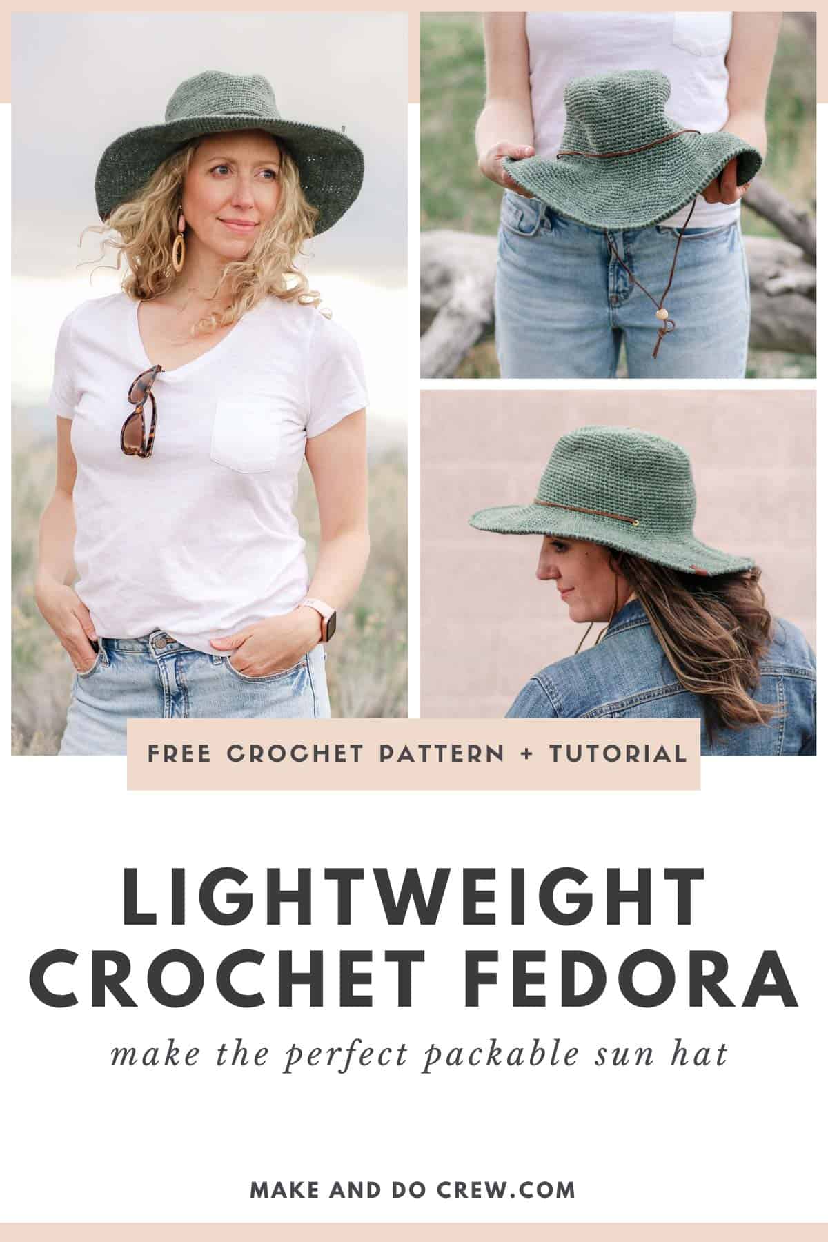 Fedora Crochet Sun Hat Pattern - free pattern + video tutorial