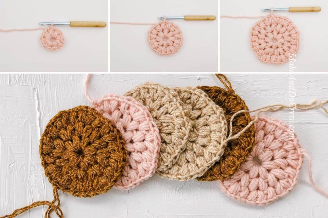 How To Crochet Puff Stitch Circles (detailed video