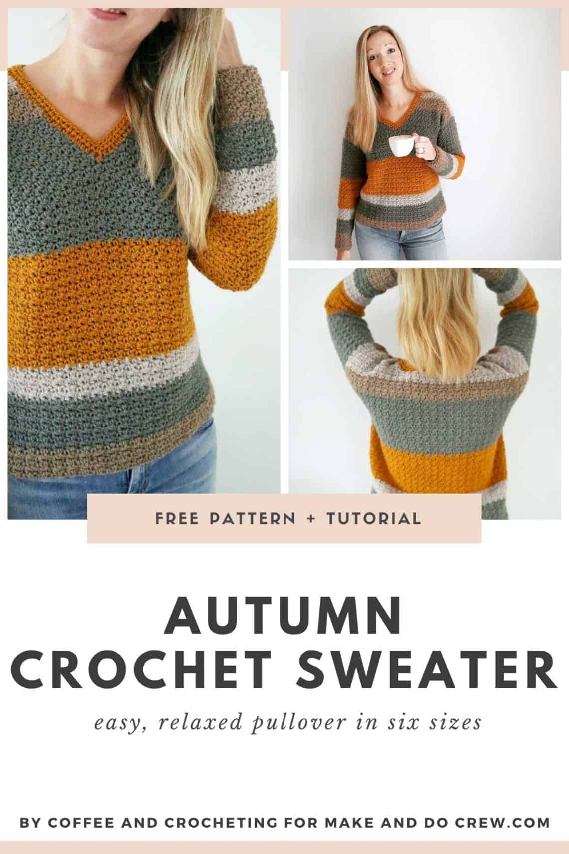 Pullover Crochet V Neck Sweater Free Pattern » Make & Do Crew