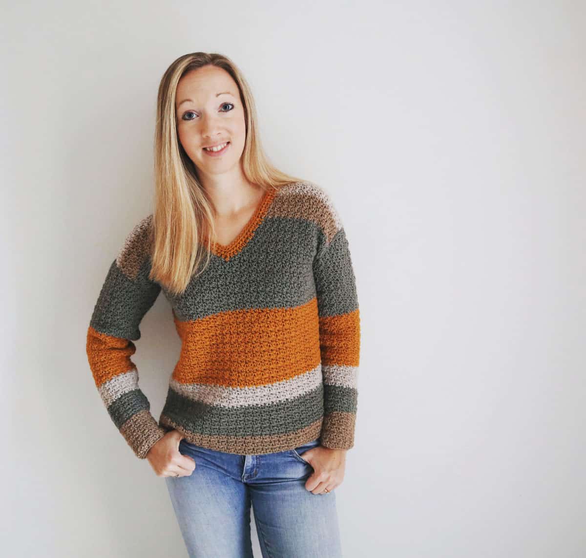 Pullover Crochet V Neck Sweater Free Pattern » Make & Do Crew