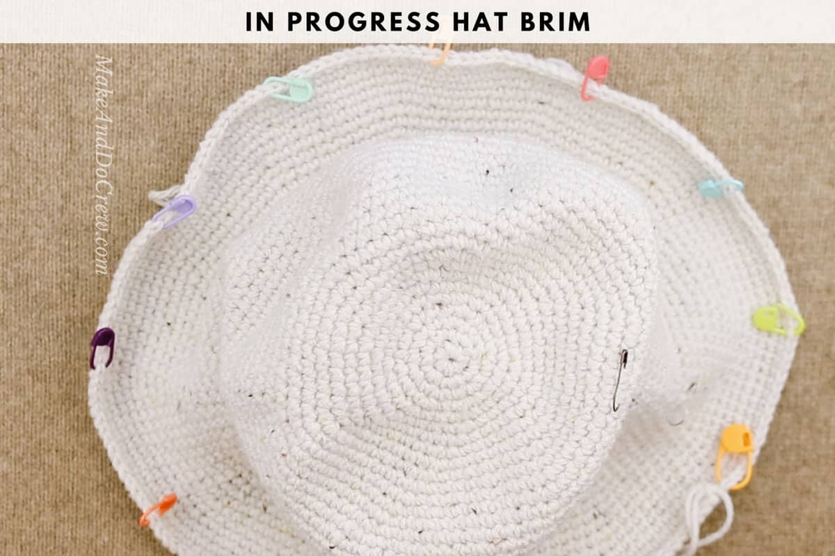 A photo tutorial showing how to crochet a rancher style hat with a stiff brim.