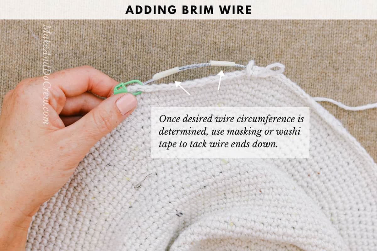 Tutorial: How to create a stiff hat brim in a crochet fedora or sun hat.