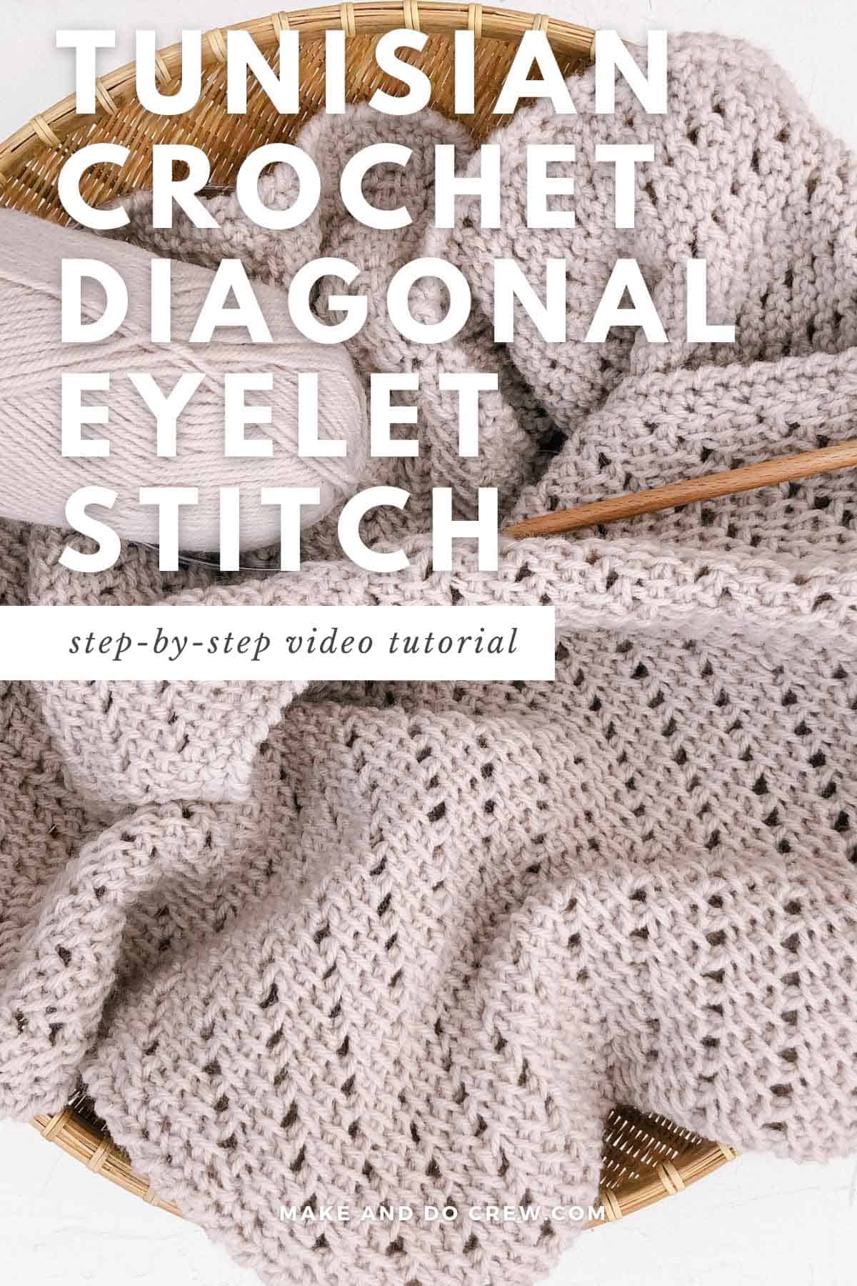 This beautiful Tunisian crochet stitch includes simple, modern eyelets that create a drapy and flowy fabric.