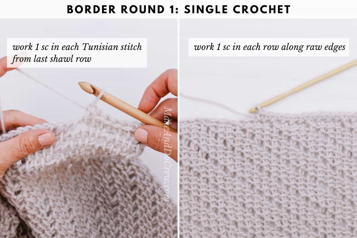 Tunisian diagonal eyelet crochet shawl pattern made with Lion Brand Wool Ease yarn.