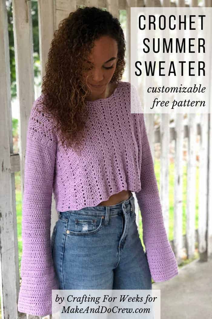 This cropped crochet lace sweater is easy to make longer. Free pattern!