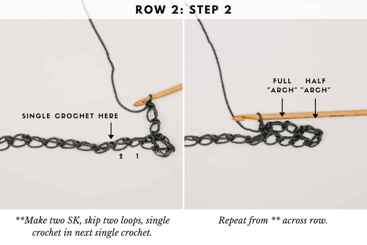 A detailed photo tutorial showing how to crochet the Solomon's Knot crochet stitch using Lion Brand 24/7 Cotton yarn.