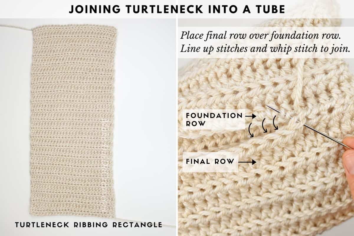 Tutorial teaching how to crochet a yoke sweater, specifically with a turtleneck cowl collar.