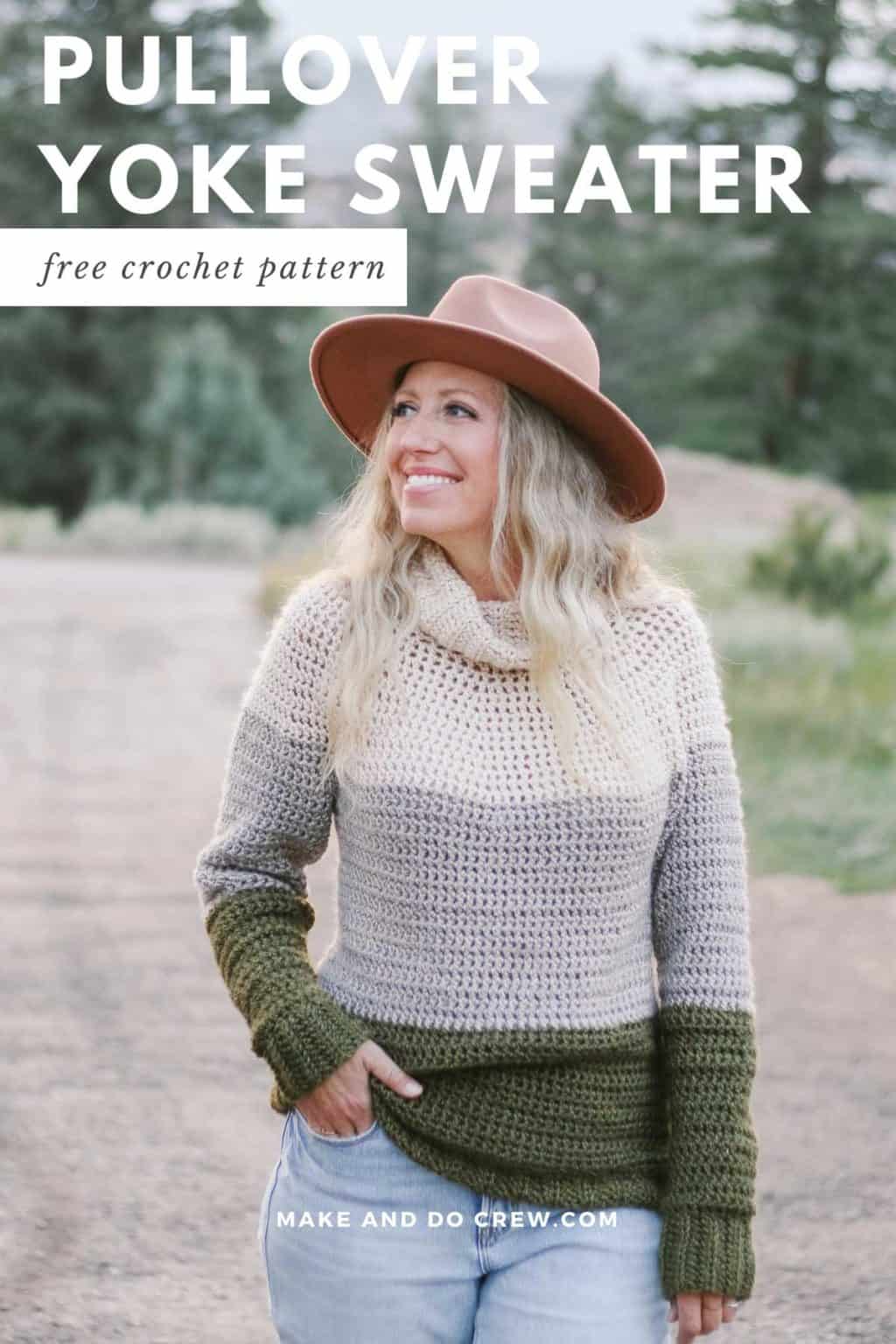 Easy Crochet Yoke Sweater Free Pattern + Tutorial » Make & Do Crew